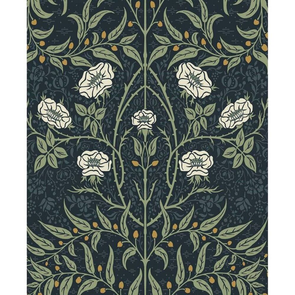 NextWall -  Stenciled Floral Peel and Stick Wallpaper Blue